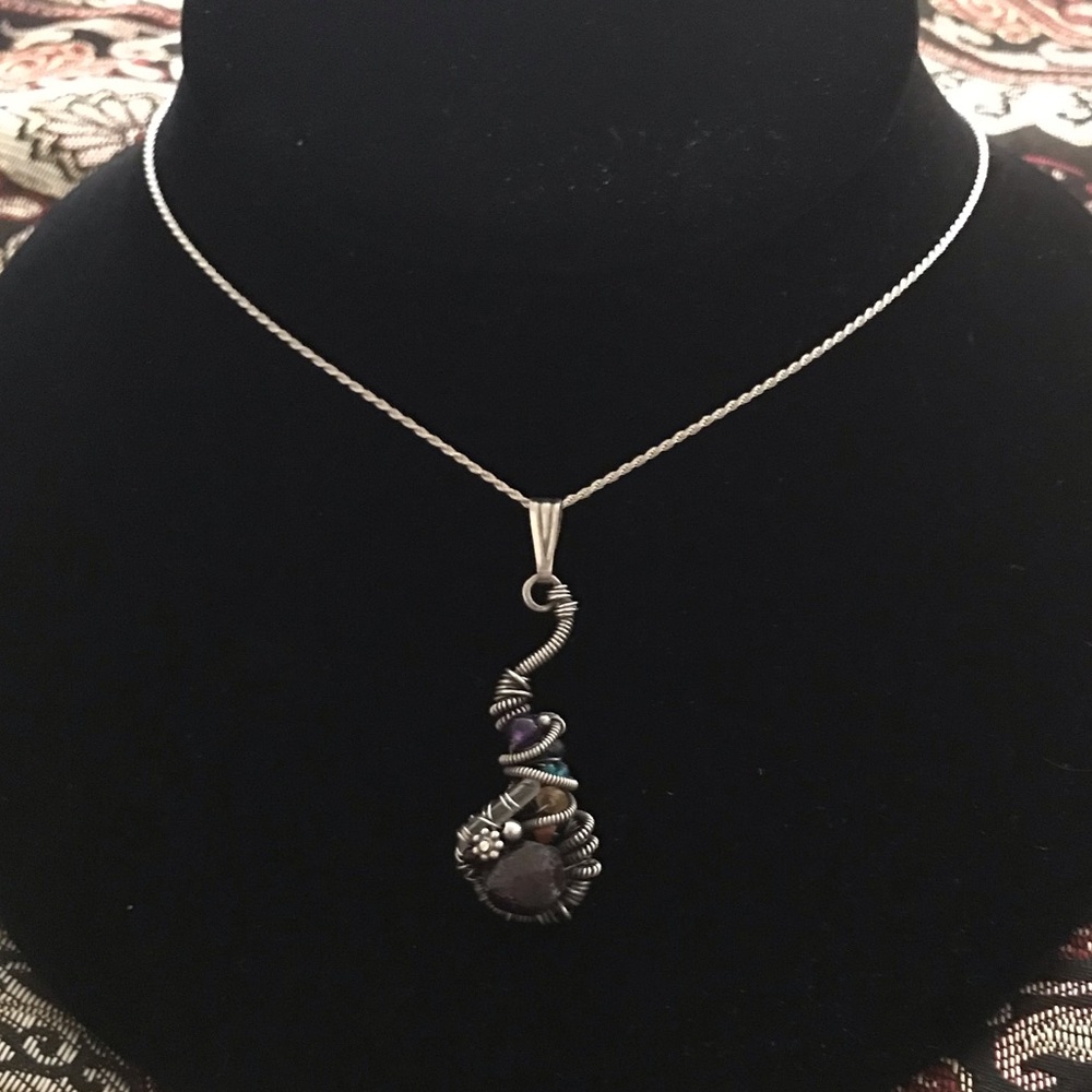 Artisan Sterling Multi Gemstone Pendant